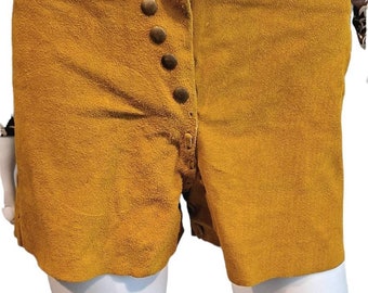 1970s Suede Mustard Yellow  Hot Pants Low Rise Shorts