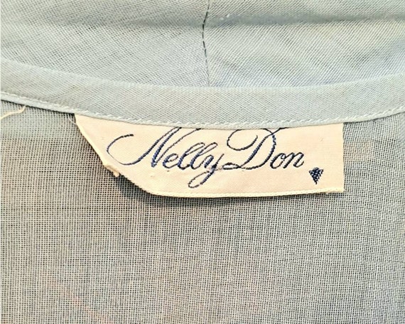 Nelly Don 1950s Sheer Baby Blue Pleated Shirt wai… - image 3