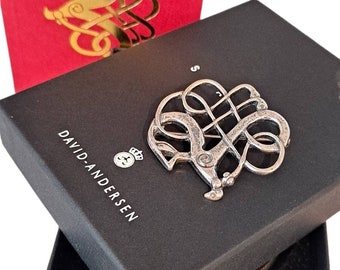 David Andersen Saga Collection Sterling Silver Serpent Brooch With Original Box and Catalogue Item 13