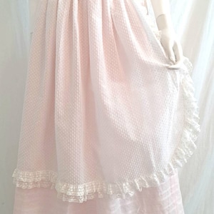 1970s Ellen Tracy Pink Swiss Dot Apron Prairie Skirt 26 Waist Prairiecore Cottagecore Ankle Length Skirt