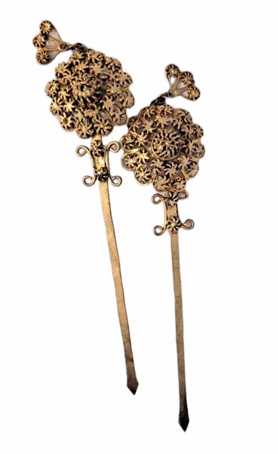 Antique Gold Metal Hair Forks Hair Picks Hair Sticks … Gem
