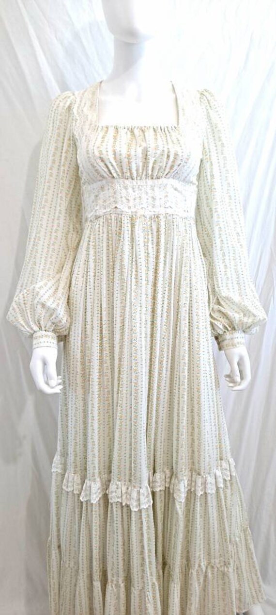 1970s Gunne Sax Floral Maxi Dress Cottagecore Cali