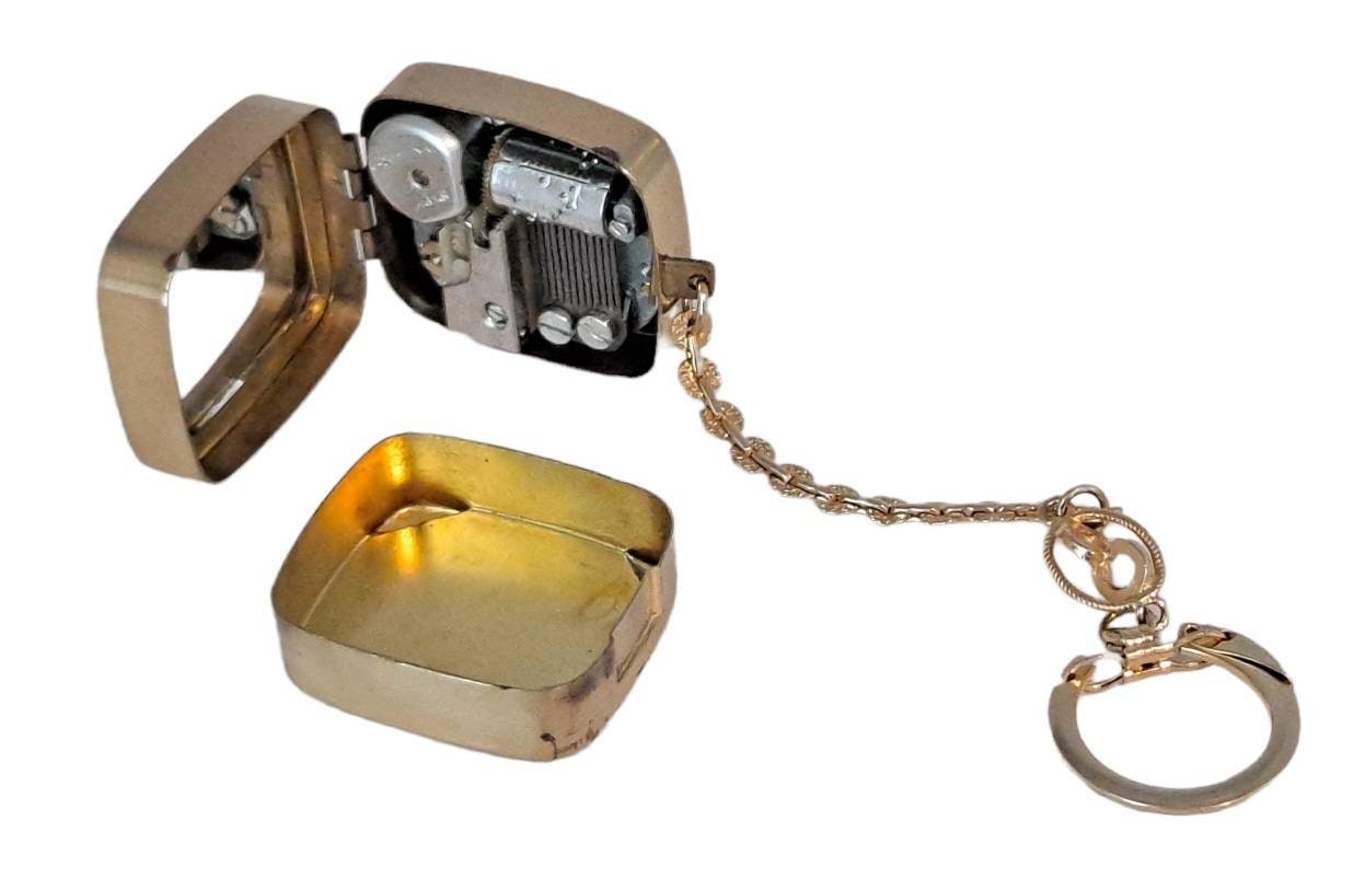 1980s Sankyo Music Box Keychain Black and Gold Etsy