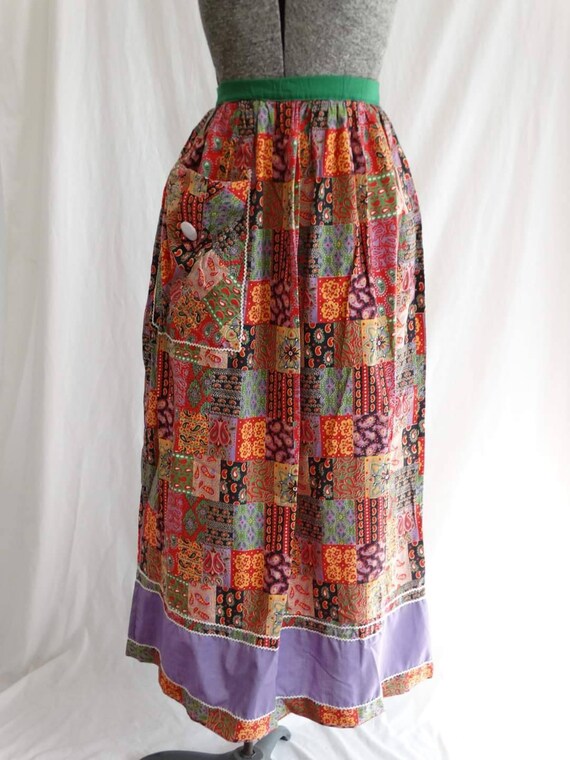 1970s Boho Prairiecore Paisley Print Maxi Skirt W… - image 4