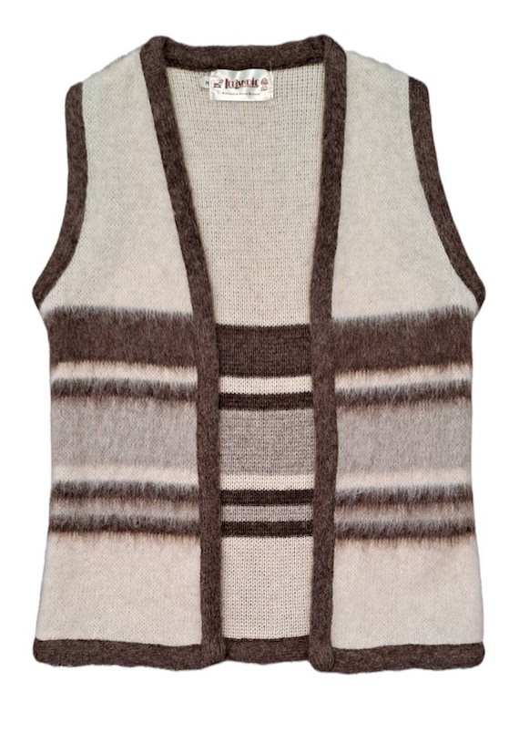 Icelandic Open Front Striped Wool Sweater Vest