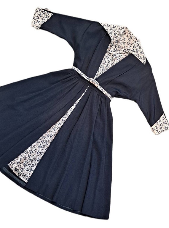 1950s Princess Coat with Dress Set Navy Blue Fail… - image 7