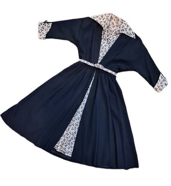 1950s Princess Coat with Dress Set Navy Blue Fail… - image 6