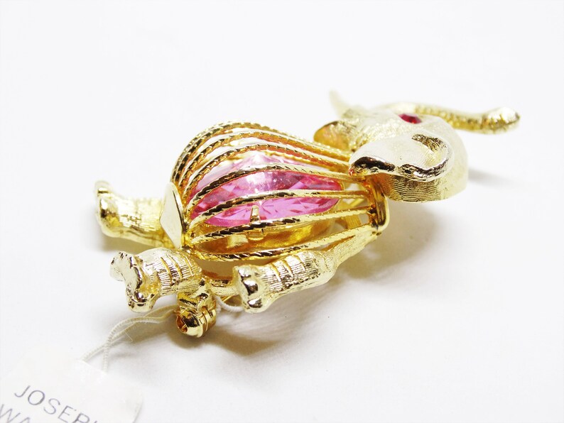1950s Joseph Warner New York Novelty Pink Elephant Brooch