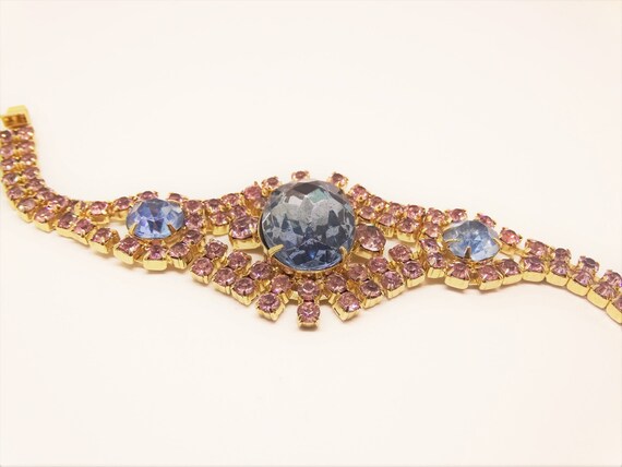 Buy 1950s Pink Blue Rhinestone Bracelet Two Toned Rhinestone 