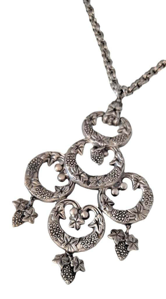 Vintage Grape Leaf Statement Pendant Necklace - image 6