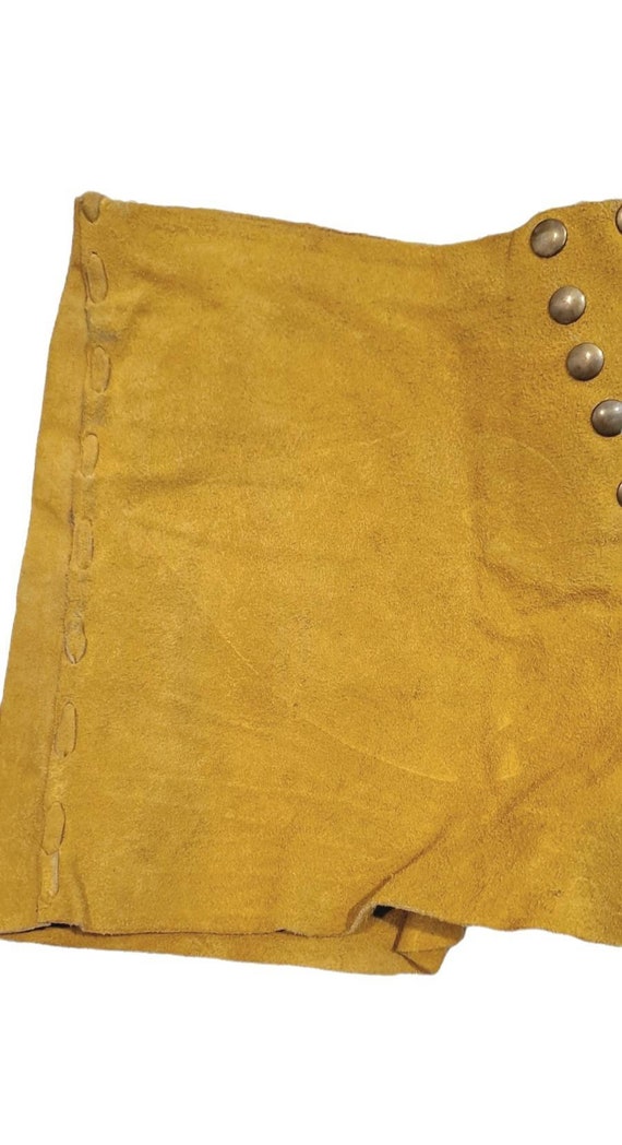 1970s Suede Mustard Yellow  Hot Pants Low Rise Sh… - image 7