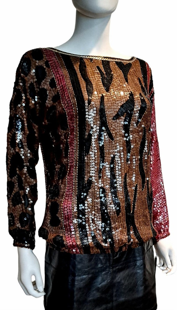 1980s Judith Ann Creation Sequined Blouse