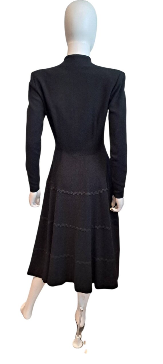 1940s 1950s Black Wool Dress Soutache RicRac Trim… - image 6