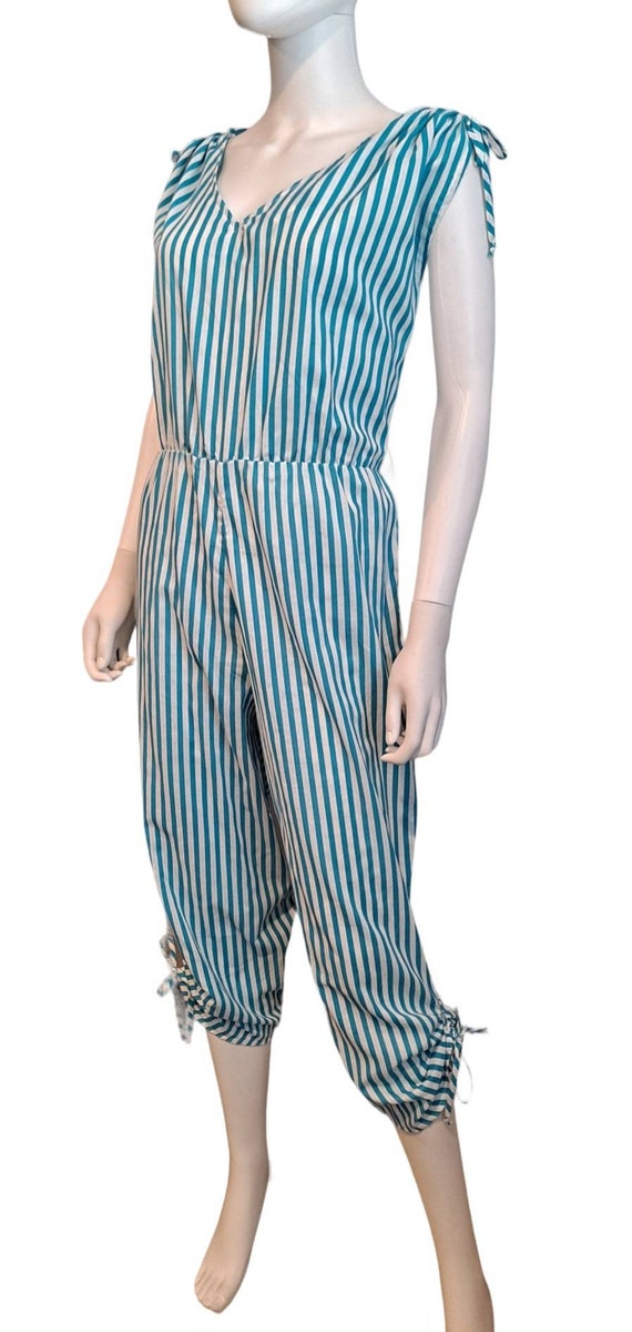 1980s Striped Cotton Jumpsuit - image 2