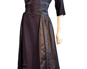 1950s Crepe and Taffeta Panel Dress by Tailored Junior