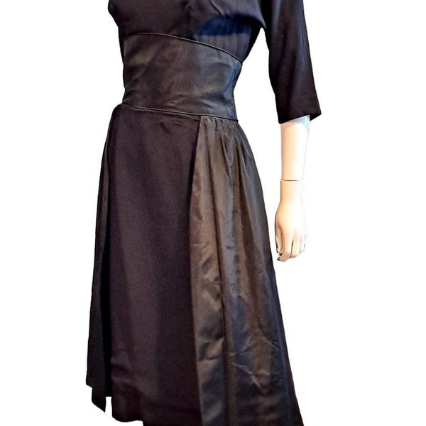 1950s Crepe and Taffeta Panel Dress by Tailored Junior