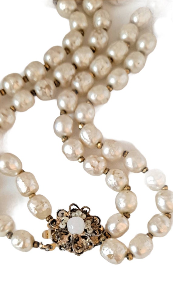 Miriam Haskell Baroque Pearl Multi Double Strand … - image 6