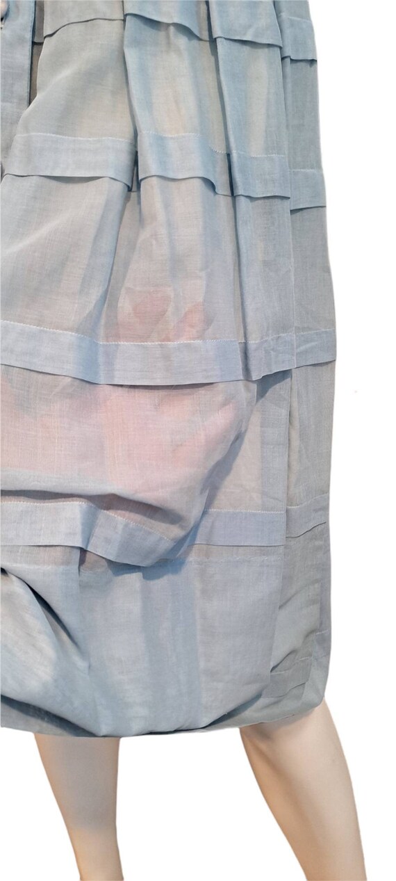 Nelly Don 1950s Sheer Baby Blue Pleated Shirt wai… - image 8