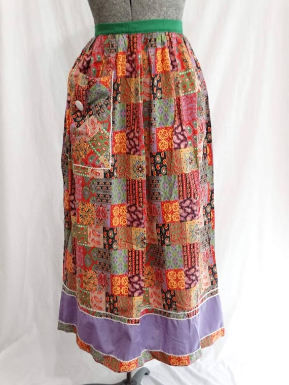 1970s Boho Prairiecore Paisley Print Maxi Skirt W… - image 1