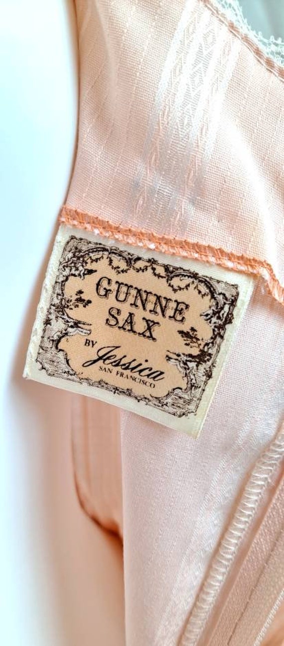 Vintage Gunne Sax Prairie Maxi Dress Lace Trim Pe… - image 3