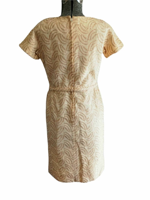 1960s Leslie Fay Gold Embroidered Short Sleeved D… - image 4