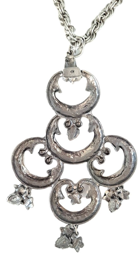 Vintage Grape Leaf Statement Pendant Necklace - image 3