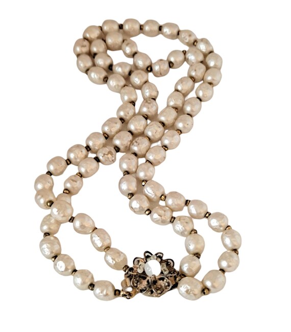 Miriam Haskell Baroque Pearl Multi Double Strand … - image 2