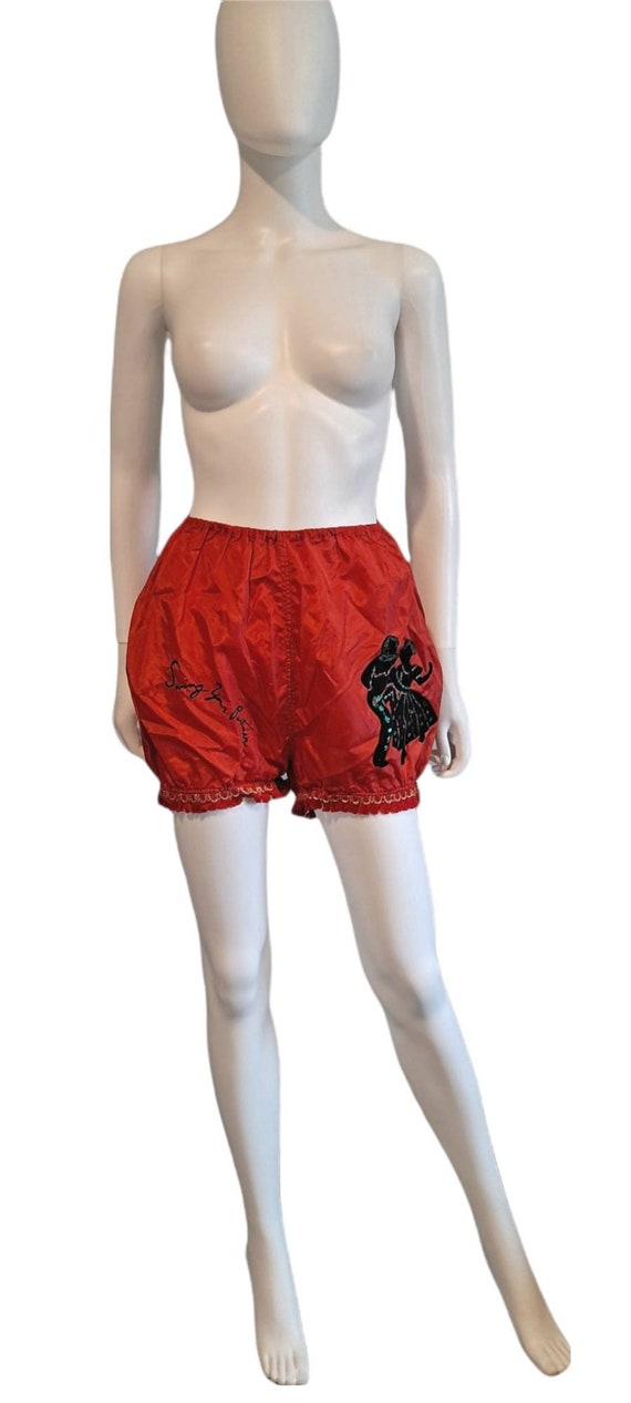 1950s Red Novelty Square Dance Panties Bloomers S… - image 1