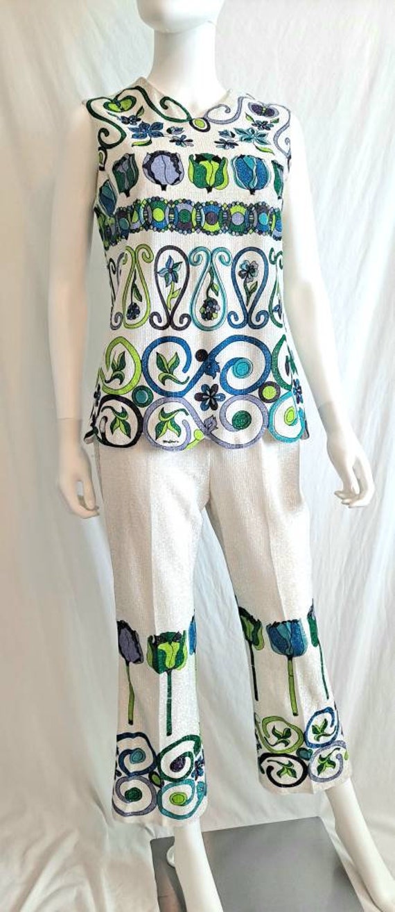 1960s Mr Dino Two Piece Lurex Floral Psychedlic Pr