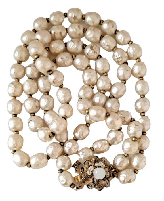 Miriam Haskell Baroque Pearl Multi Double Strand … - image 5