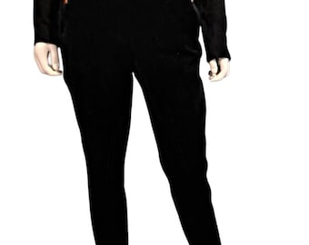 Pantalones de estribo de terciopelo negro Escada de la década de 1990 Acentos dorados Sz 30W