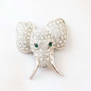 Vintage Rhinestone Elephant Large Statement Brooch