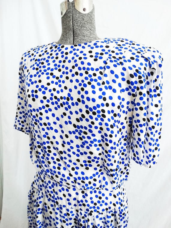 1980s Adrianna Papell Silk Polka Dot Dress Pockets Dropped Waist Button  Back Silk Dress - Etsy UK