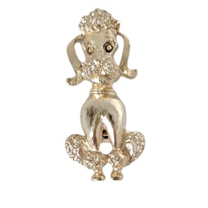 Vintage American Poodle Novelty Brooch Golden Poodle Pin