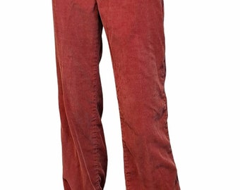 70s 80s Burnt Sienna Corduroy Pants Funny Girl High Waisted Cords