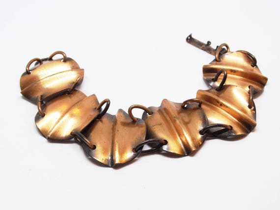 Modernist Solid Copper Link Bracelet - image 3