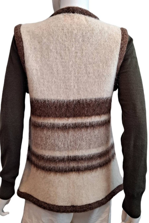 Icelandic Open Front Striped Wool Sweater Vest - image 6