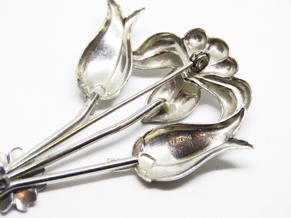 1940s Sterling Silver Flower Bouquet Brooch - image 6