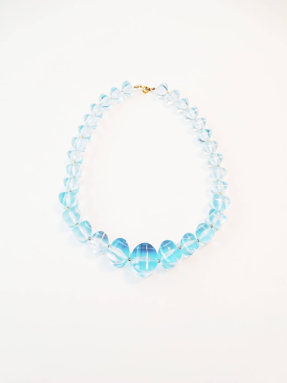 Baby Blue Lucite Graduated Bead Necklace