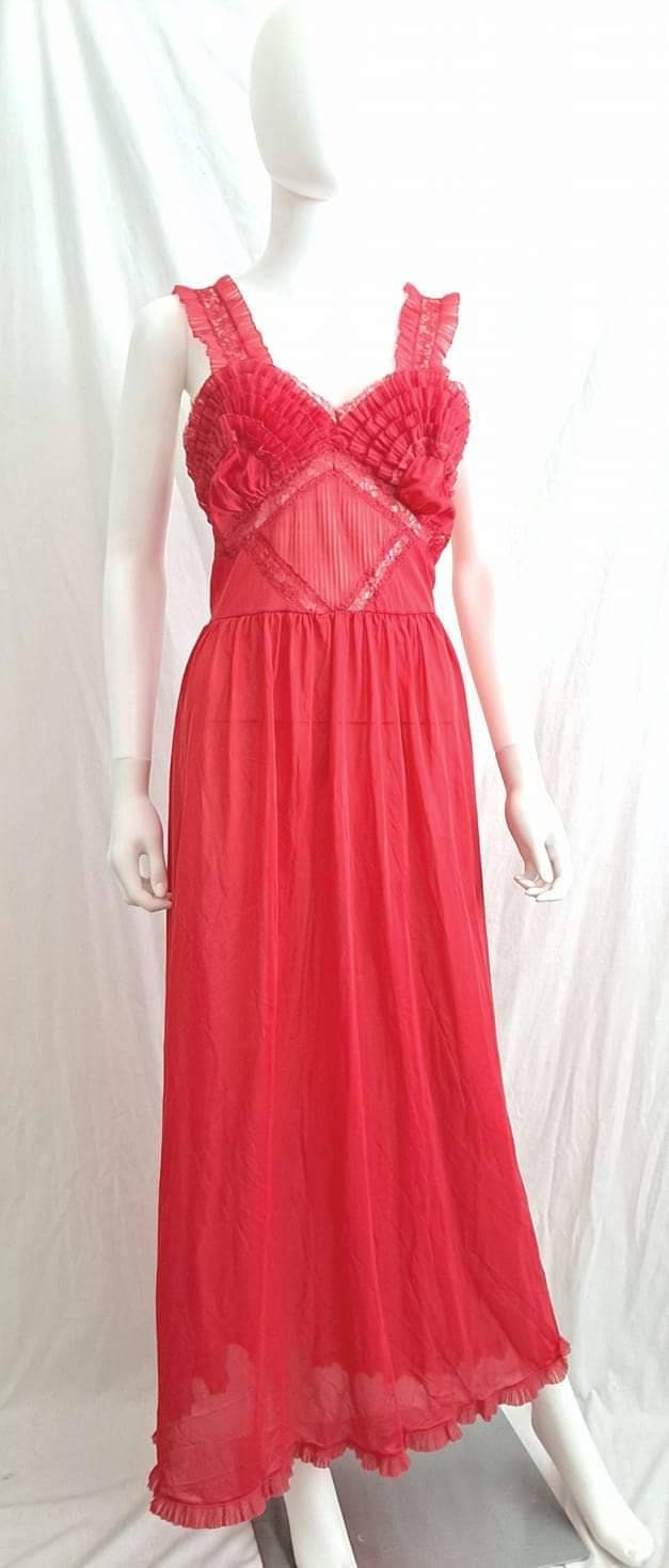 1950s Sheer Red Ruffled Negligee Nightgown by Snowdon 36 Bust - Etsy UK