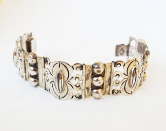 1940s Mexican Sterling Silver Link Bracelet Signed Silver Bracelet