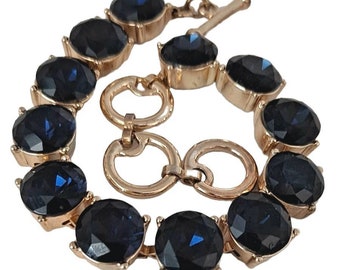 Midnight Blue Open Back Glass Stone Bracelet
