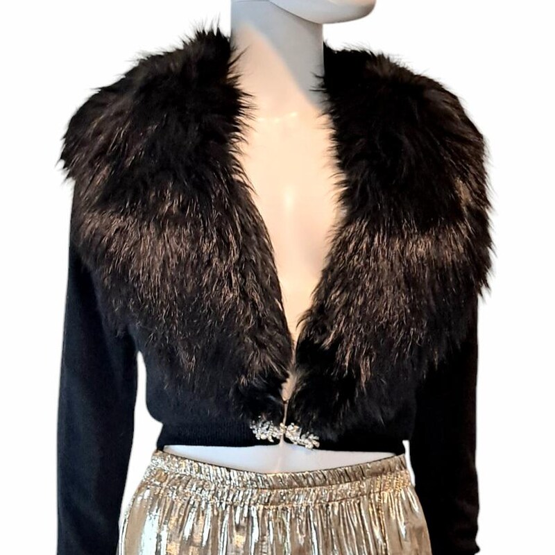Vintage Fur Trim Cardigan (M/L)