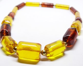 1930s Two Tone Bakelite Bead Necklace Root Beer Apple Juice Bakelite Graduated Bead Necklace