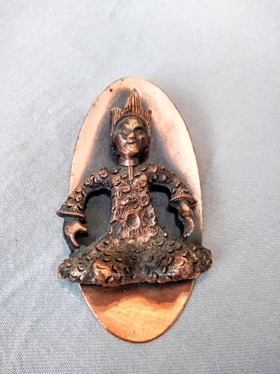 1950s Siam Copper Novelty Brooch Genie Copper Pin - image 4