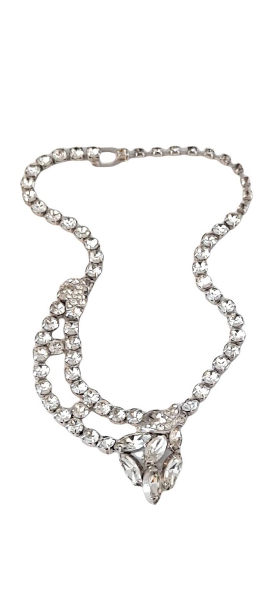 1940s Eisenberg Rhinestone Necklace Asymmetrical D