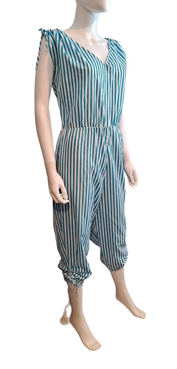 1980s Striped Cotton Jumpsuit - image 4