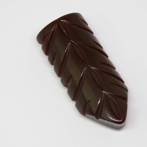 1930s Chocolate Brown Carved Bakelite Dress Clip Art Deco Dress Clip