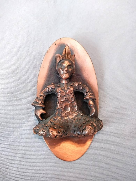 1950s Siam Copper Novelty Brooch Genie Copper Pin - image 1