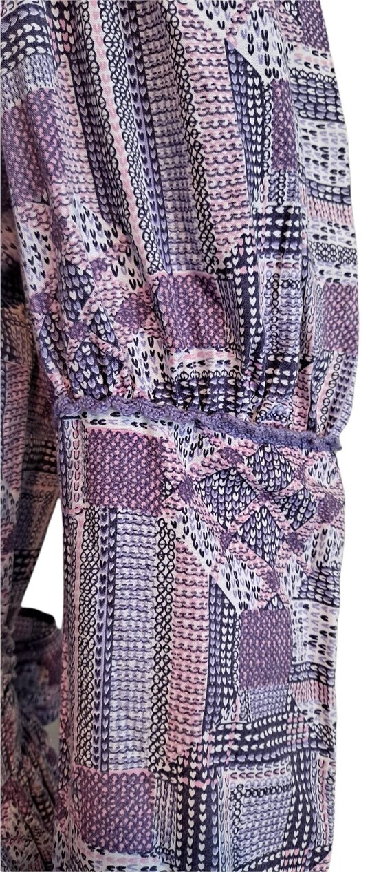 1970s Purple Prairie Maxi Dress Quilt Print Cotto… - image 8